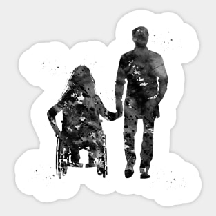 Handicapped woman and man Sticker